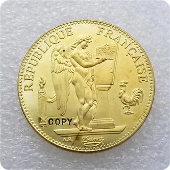1909 г. Френска монета Liberte Egalite Fraternite 100 франка, копие от златен месинг метални монети
