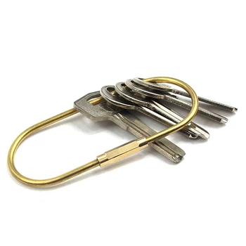 2 бр./лот, малък инструмент за нощуване на открито, оригинален месинг ключодържател D-образна форма, жълто халка за ключове