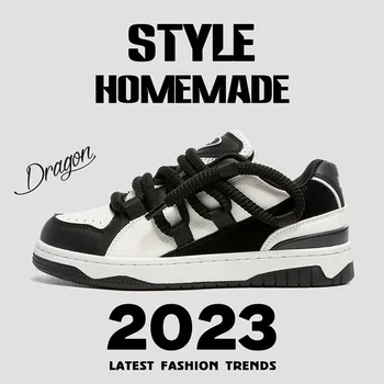2023 Нови кожени маратонки мъжки, луксозната марка дизайнерски обувки за мъже, двойка ежедневни маратонки на дебела подметка, обувките за скейтборд, Тенис Masculino