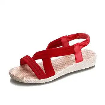 2023 Новите модни летни сандали, дамски дишащи обикновен римски сандали с рибено уста, плажни и ежедневни обувки за момичета, обувки на плоска подметка