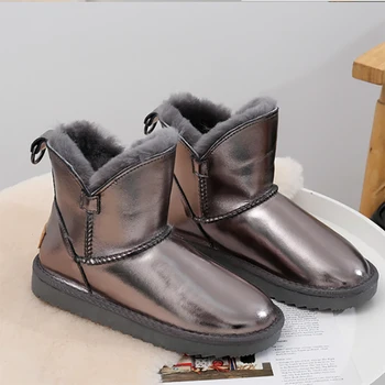 2023 г. Нови зимни обувки от естествена кожа и естествена вълна, дамски зимни обувки-високо качество в Австралия, дамски топли ботильоны