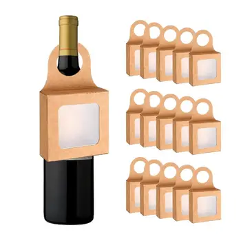 25шт 9x9x3 см Висящи подаръчни кутии Видим Прозорец Сгъваеми Аксесоари за вино Крафт-хартия Бутилка вино Закуски Опаковъчни кутии