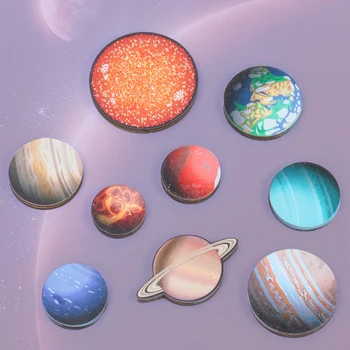3D Дървена Пъзел на Слънчевата Система, Цветни Слънцето, Земята, Космоса, 9 Планети, Научни Пъзели, Играчки за Деца, Обучение Развитие на Играчка, Подарък
