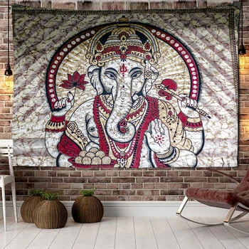 3D Стенопис Гоблен под формата на Слон, стенен гоблен впечатлява със своя бохемски стил хипи, на фона Спални, Печат върху Плат, Домашен Декор