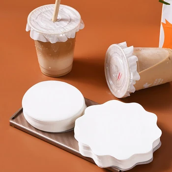 500 Листа хартия за опаковане за кафе и чай с мляко под формата на дантела, запечатани хартия за напитки, чаши за вкъщи с затегнати капачки