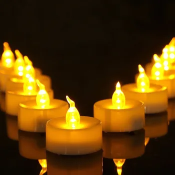 6 броя Жълти проблясващи чаени лампи С Таймер, Led Свещи, работещи на Батерии С Таймер за 6 часа, Беспламенные Свещи С Таймер, Led Свещ