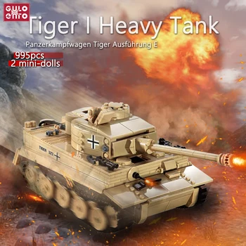 995 бр. Тежък танк WW2 Тигър Строителни блокове, Определени военни тухли, Оръжия, креативна модел, детски играчки за деца, подаръци за момчета