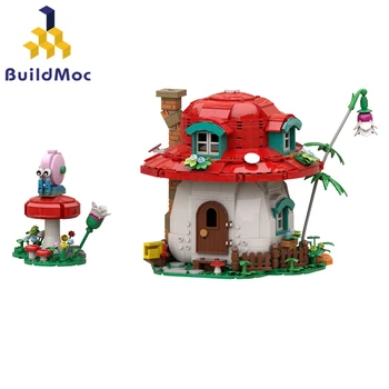 BuildMoc Магически гъби, Къща охлюв, Набор от градивни елементи, Откриване приключенска приказка хижа, архитектура, тухлена играчки за детски подаръци