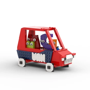 Cartoony азбука, кола, ван, градивен елемент, набор от модели, MOC, автомобил, камион, от предварително разпознаване, Edu, тухлена играчка, подарък за рожден Ден за деца
