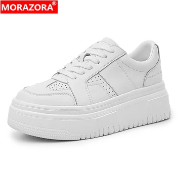 MORAZORA INS, новост 2023 година, обувки от естествена кожа, дамски обувки на платформа, масивна маратонки, бяла, черна ежедневни обувки