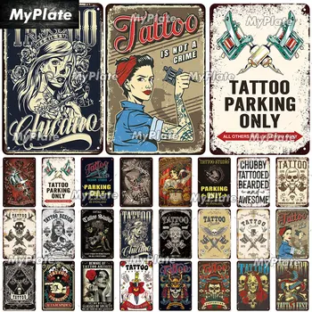 [MaPalte] Реколта дизайнерска татуировка, художествена метална табела, лидице табела, декоративна табела за врата, Домашно кръчма, стенен декор Врати, знак на бара, плакат
