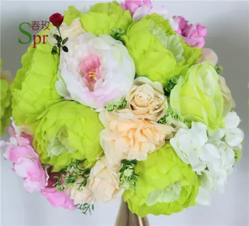 SPR Безплатна доставка!10 бр./лот, сватбен пътен топка от изкуствени цветя, цветя за сватбена маса, централно украса от цветни топки