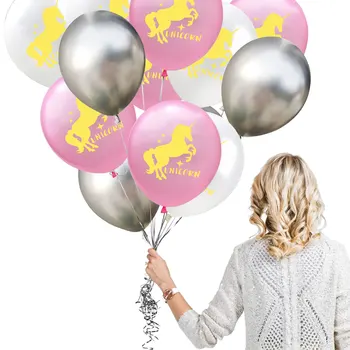 ZLJQ Метален балон с единорогом, розово латексный топката с конфети, украса за парти, декорация за партита в чест на рождения ден на Еднорога, подаръци за деца