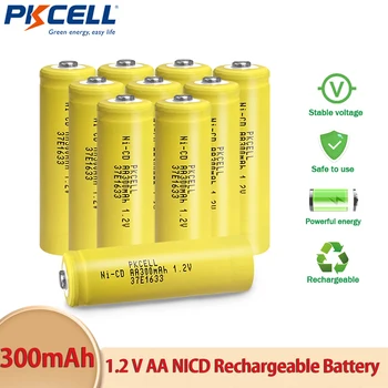 Акумулаторна батерия PKCELL 1.2 300 mah AA, висококачествени индустриални батерии NICD AA за бръснене с дистанционно управление, играчки, слънчева светлина