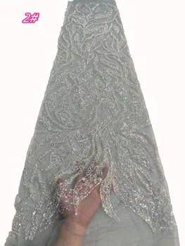 Африканска висококачествени модни бисерная тръба, бродерия с пайети, 2023 нови тънки мрежести рокли за сватбени партита, шевна кърпа 5 ярда