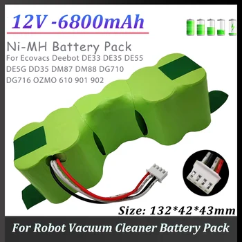 Батерия за робот-подметальщика DE55 12 В Ni-MH 6800 mah голям капацитет, аксесоари, подходящи за For-Ecovacs DE33 DE35 DM87 DM88 DG710