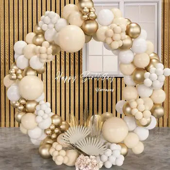 Бежова балони, удвоенный кайсии балон за сватба, годеж, рожден Ден, декорация на арка в стил бохо, интериор за детската душа