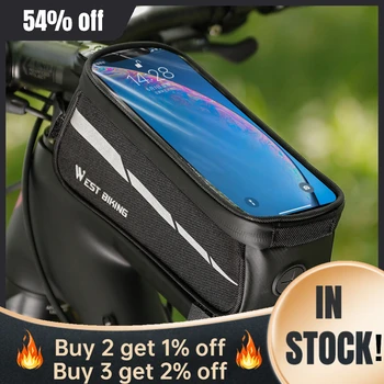 Велосипедна чанта WEST BIKING, Велосипедна чанта със сензорен екран, Рамка, Размерът на Горната Тръба, Кошница за пазаруване, Светлоотразителни Аксесоари за пътят мотори с Голям Капацитет на МТБ