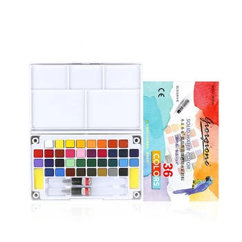 Висококачествен набор от едноцветни акварельных бои 18/24/36 цветове, преносим с акварельной четка, ученически пособия за творчество за деца