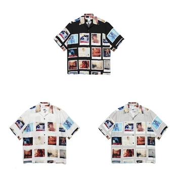 Висококачествена риза WACKO MARIA, мъжки и женски каре хавайски ризи със снимка, тениска