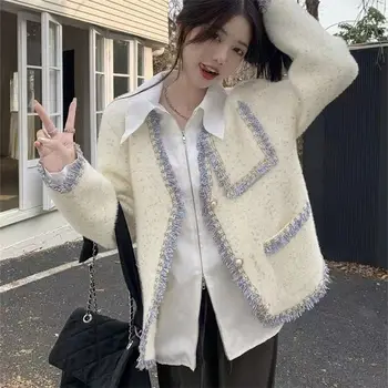 Висококачествена уникална горно облекло за жени, пролетно-есенен дизайн с имитация на норкового кадифе, модерен пуловер, палто, яке Z1022