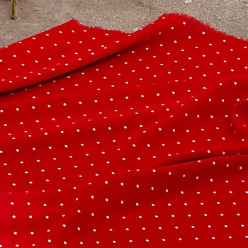 Висококачествена шифоновая плат с ярко червено принтом в грах, рокля, с високо качество, риза и пола в стил мозайка