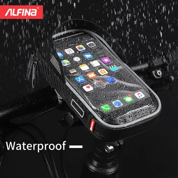 Водоустойчив колоездене, чанти и калъфи за телефони ALFINA за 6,0-инчов iPhone, Samsung, планина за телефон с въртене на 360 градуса, чанта за МТВ велосипед на волана