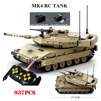 Военен rc танк MK4 Тигър T14 Amata с дистанционно управление, строителни блокове, армейское оръжия на Втората световна война, Техническа батерия, Градски тухли, детски играчки
