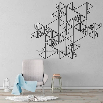 Геометрични стикери за стена под формата на триъгълник за дома, хол, спалня, офис, винил в стил арт-деко, стикери за стена, тапети JH17