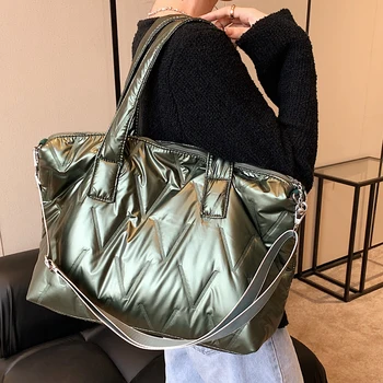 Дамски найлонови торбички с голям капацитет, чанти-тоут, висококачествени дамски чанти-незабавни посланици, ежедневни дамски нова космическа чанта през рамо