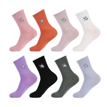 Дамски памучни Чорапи с нова бродерия костенурки, универсална серия, Сладки минималистичные дамски чорапи в стил колеж X112