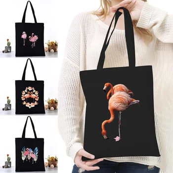 Дамски чанта през рамо, холщовая чанта Harajuku 2020, нова мода ежедневна чанта с принтом фламинго