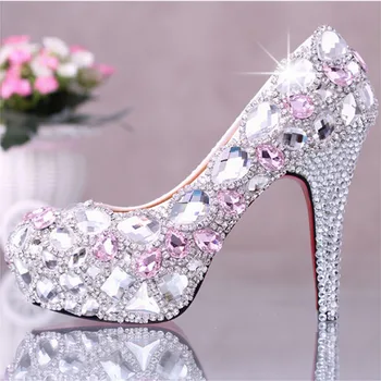 Диамантени токчета 5d диамантена живопис пълна тренировка кръгла 3d диамантена бродерия crystal високи токчета кръст бод Мозайка diamonte обувки