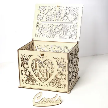 Дървена кутия за сватбени картички с ключалка, пари със собствените си ръце, дървени подаръчни кутии за парти по случай рожден ден, сватбени аксесоари за влюбени