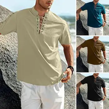 Елегантна лятна тениска с няколко джапанки, дишаща прост стил, мъжки топ средна дължина, оборудвана мъжки топ, мъжки дрехи