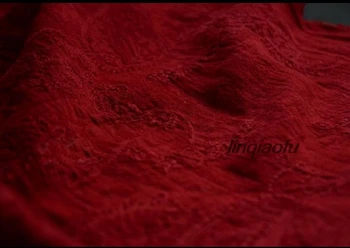 Есенно-зимни плътен памучен жаккардовая плат с бродерия, голям червен плат за дреха, висококачествено бельо плат