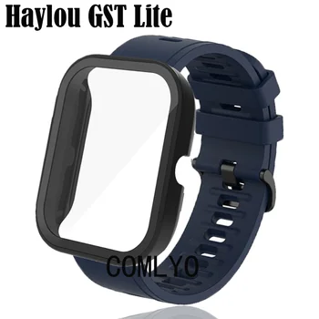 За смарт часа Haylou GST Lite Калъф за smart-часовници, изработени от закалено стъкло, защитно фолио за екрана, пълно покритие, защитна броня, каучук, силикон гривна