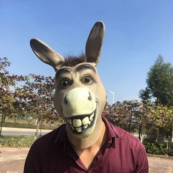 Забавна за възрастни Зловеща Маска за cosplay от главата на Магарето и коня, Латексова маска за cosplay животни за Хелоуин, реквизит за зоологическата градина, празнична маска за парти
