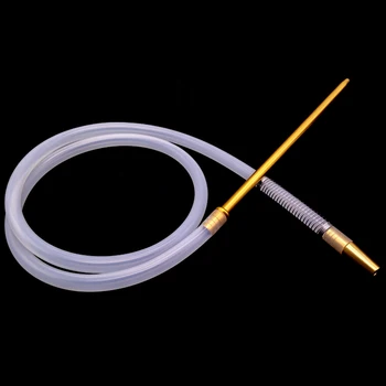 Златна писалка и прозрачен бял силиконов Маркуч С Пружина за наргиле Narguile Accessories LM-518