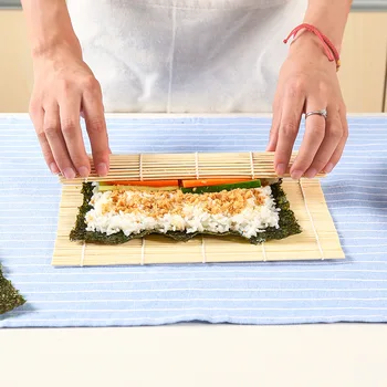 Инструменти за суши Бамбук подложка за раскатки Специални инструменти направи си САМ Ориз, валяк Онигири, Пилешка пържола, ръчна работа, Кухненски инструмент за приготвяне на японски суши