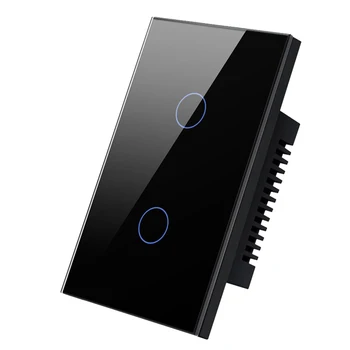 Интелигентен ключ на светлината на Hristo Zigbee, без неутрален проводник, се изисква 2 банди, монтиран на стената lcd сензорен прекъсвач за Alexa, Google Home, черен, штепсельная вилица САЩ