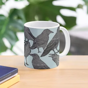 Кафеена чаша със скъп модел враните, термокружка за носене утайка от чаша