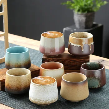 Керамични кафеена чаша в японски стил, Порцеланови Лични Единични Керамични Чаени Чаши, Посуда за напитки, Чаша за Вино, Чаши за Вода, Подарък на Едро 200 мл