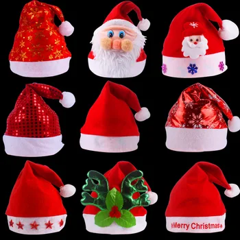 Коледна шапка на Дядо Коледа За възрастни и деца, Коледна шапка, за да проверите за Коледен фестивал, украса, Коледна фиеста, различни стилове