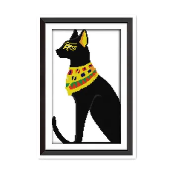 Комплект за кръстат бод серията Animal 11CT 14CT Черна котка, памук-ръчно изработени сам шевна декоративна бродерия подарък живопис