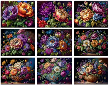 Комплекти за бродерия Счетным кръст Ръкоделие - Crafts 14 ct Color САМ Arts Декор ръчна изработка - Ярък и смел Събиране на цветя