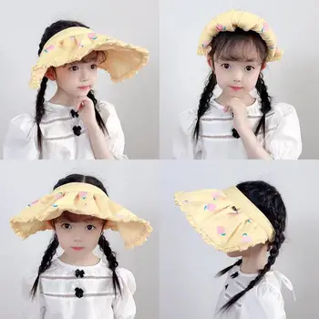 Корейска детска шапка с голяма периферия, детски слънчеви шапки за улицата, сгъваеми преносими шапки, скъпа мультяшная шапка лятна шапка за деца, шапки за момичета