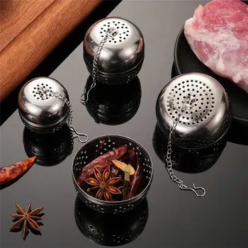 Крушка за цедка за чай с фина мрежа от неръждаема стомана, творчески многофункционална топки за маринатата в горещо саксия с шнурком, аксесоар за кухненско приспособление