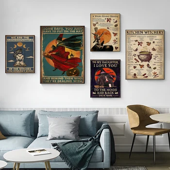 Кухненски магьоснически плакат с бяла хартия, плакат на високо качество, стенни художествена живопис, Интериор на кабинет