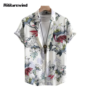 Летни хавайски ризи, мъжки ежедневни модерен мъжки ризи с флорални принтом, дизайнерски мъжка риза с копчета и къс ръкав, S-XXL